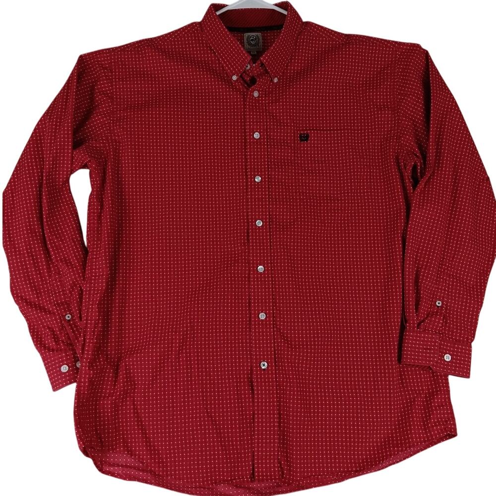 Cinch Button Down Shirt Men's XL Red Money Sign All‎ Around Print Western Party